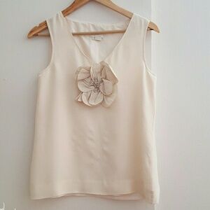 kate spade Cream Tank Top with Floral Accent